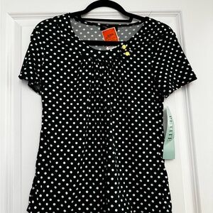 Women's Polka Dot Top - green and White